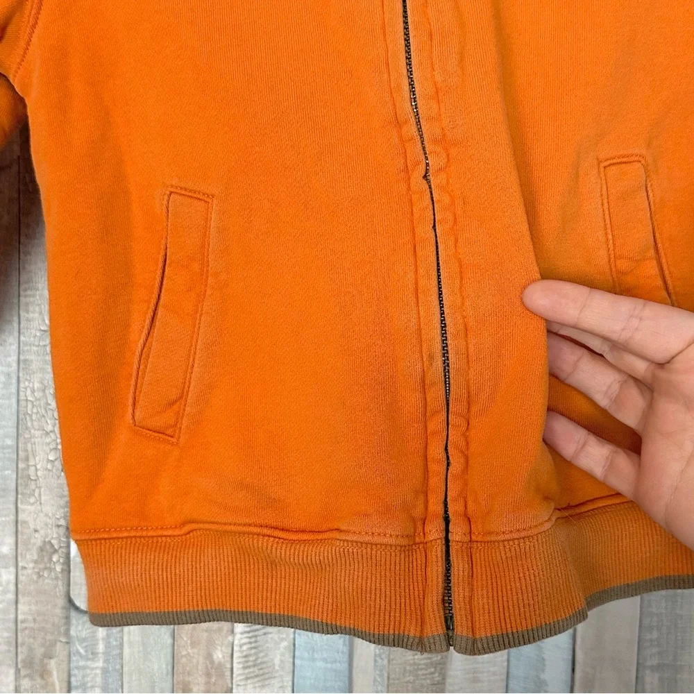 Janie and Jack 4 Boys Orange Full‎ Zip Jacket Sweatshirt Cotton Terry Knit Palm